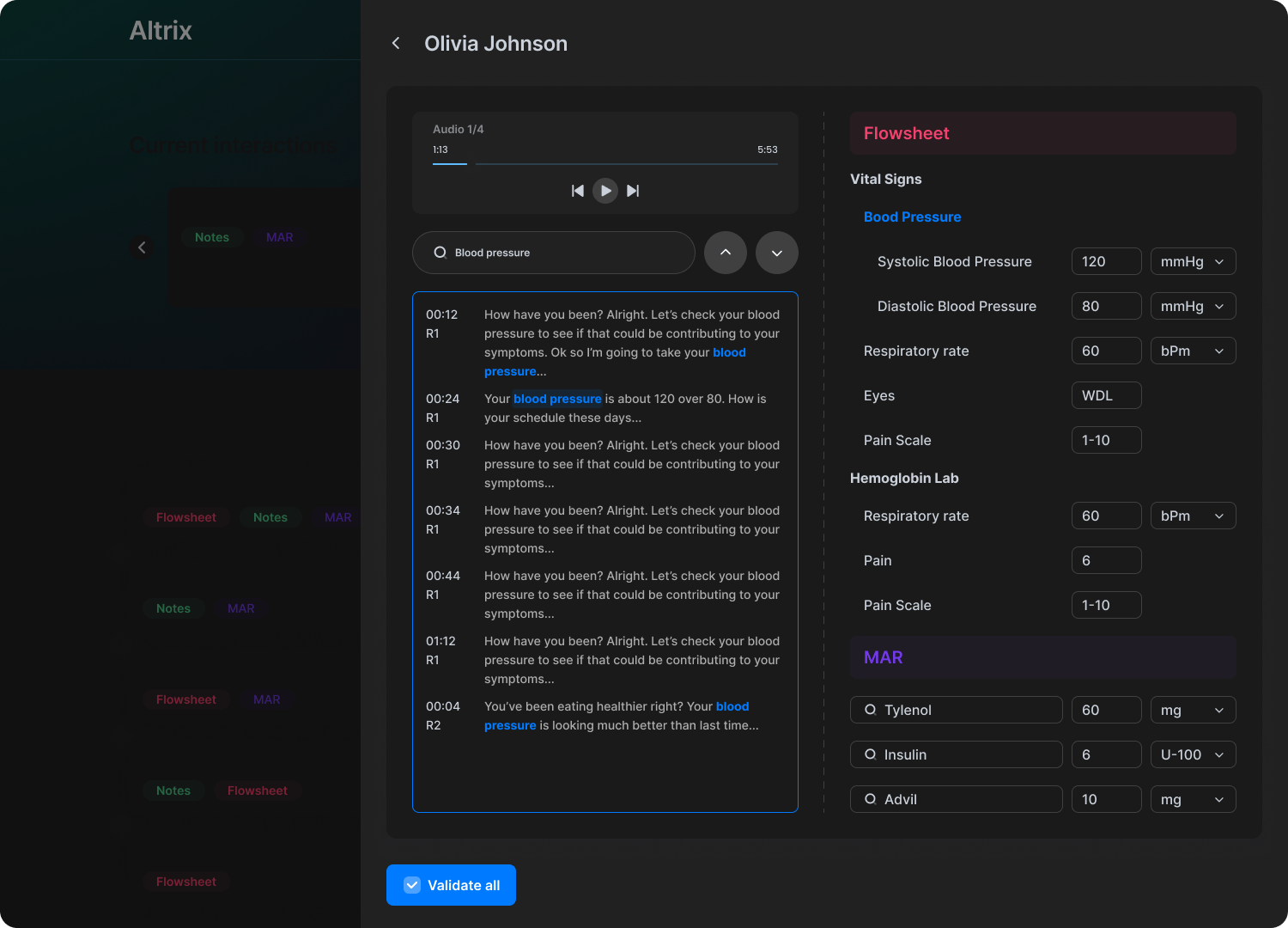 Altrix Platform Interface - Dark Mode