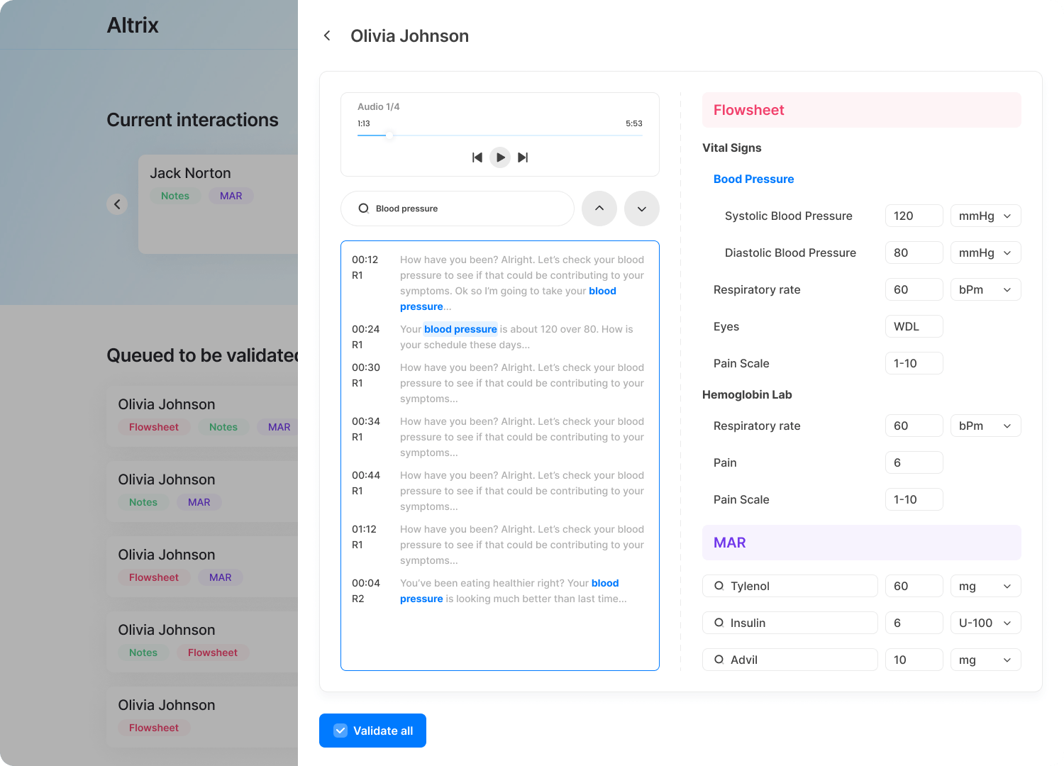 Altrix Platform Interface - Light Mode