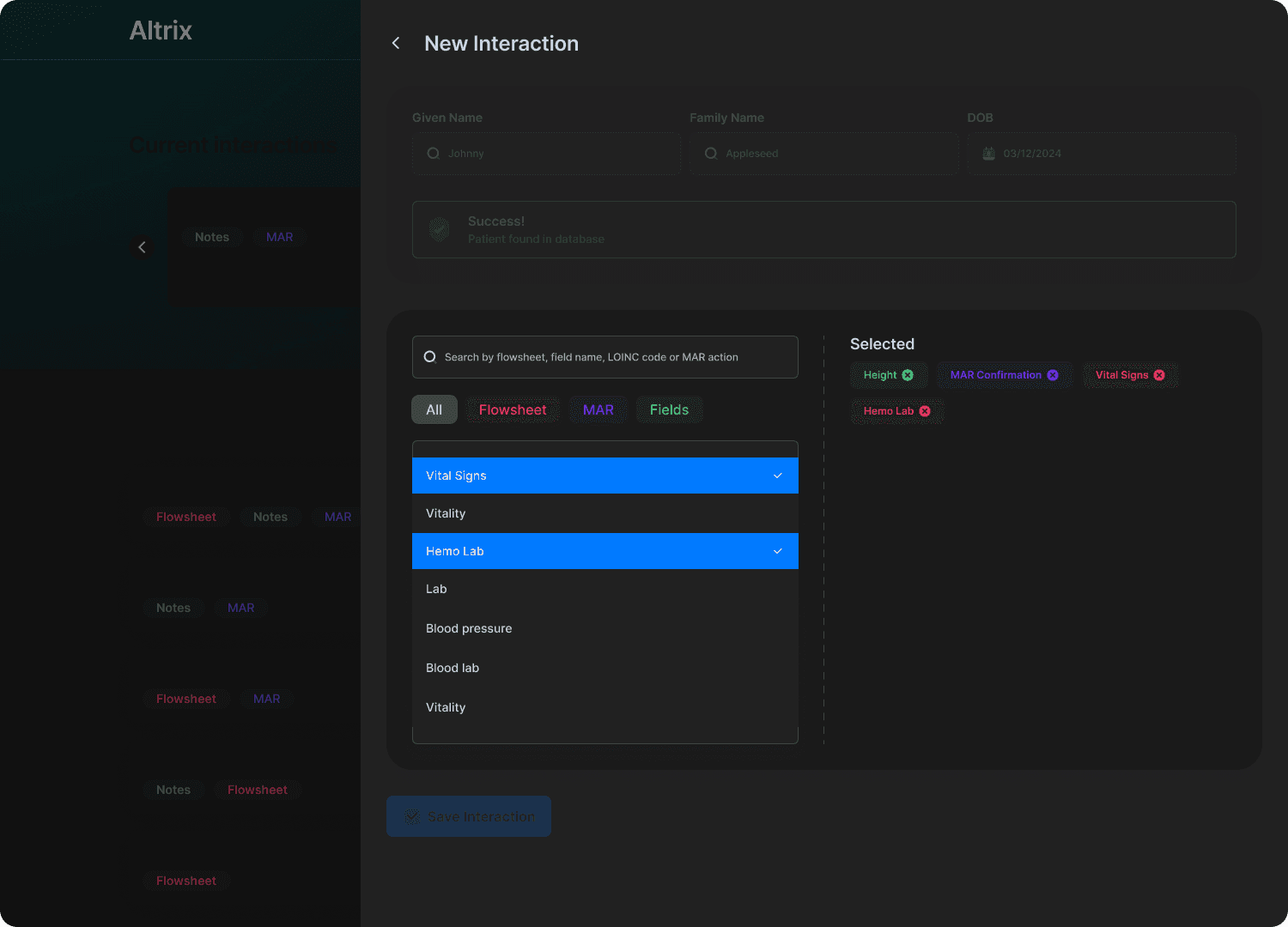 EHR Search Dark Mode